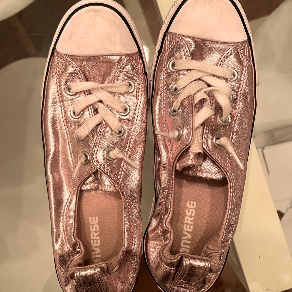 Pink Metallic Converse Chuck Taylor slip ons